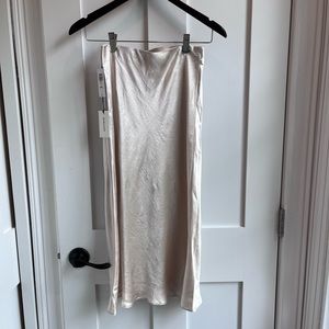 NWT Champagne Babaton Slip Skirt Size 4 with Elastic Waist Midi Length
